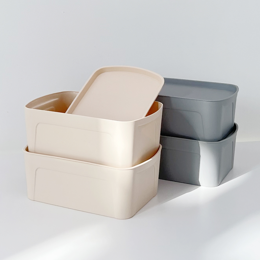 마쉬멜 리빙박스 팬트리 수납박스 정리함 정리수납함 그레이 2개입 S