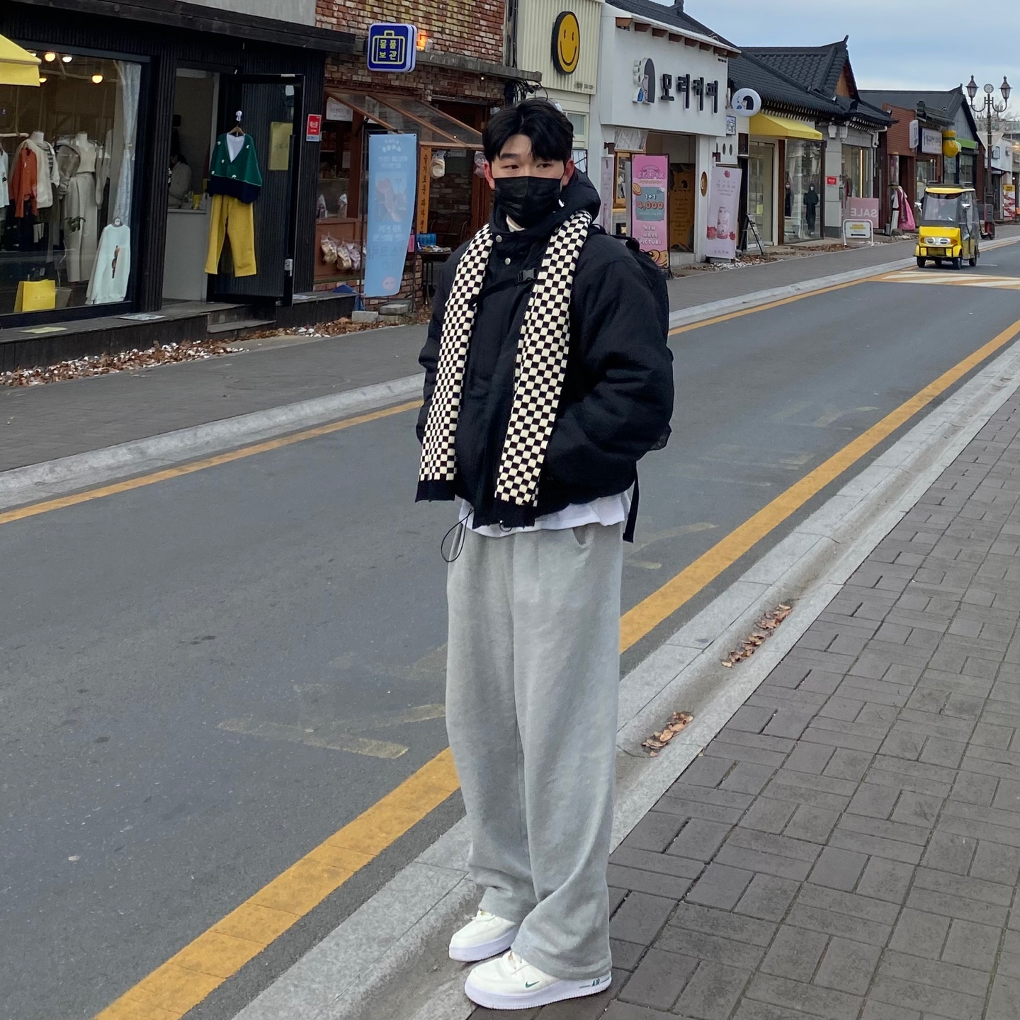 Checkerboard Knit Muffler 남녀공용 체커보드 니트 체크 머플러 목도리 이미지 8