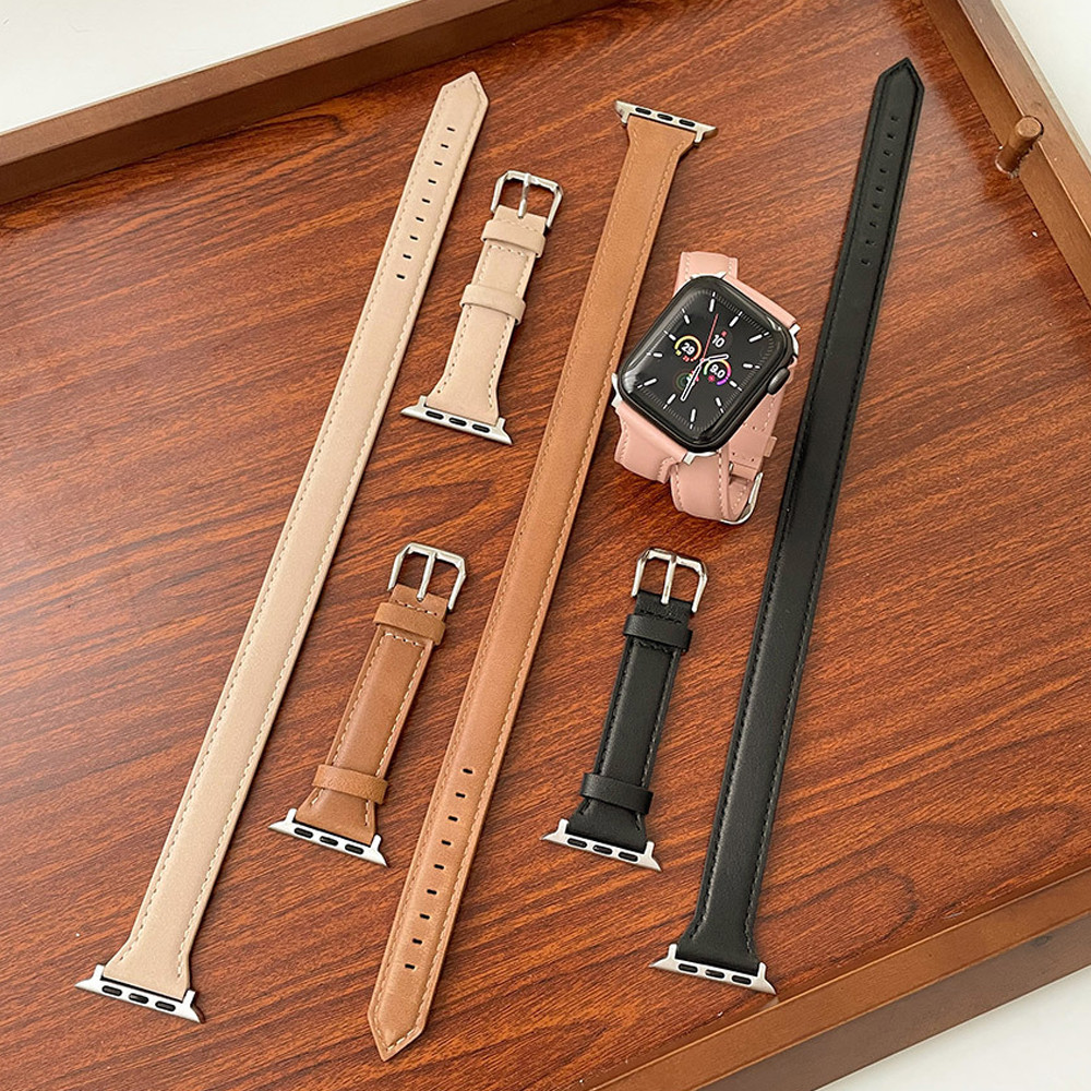 애플워치 더블 슬림 가죽 스트랩 루프 밴드 시계줄 38mm / 40mm / 41mm공용