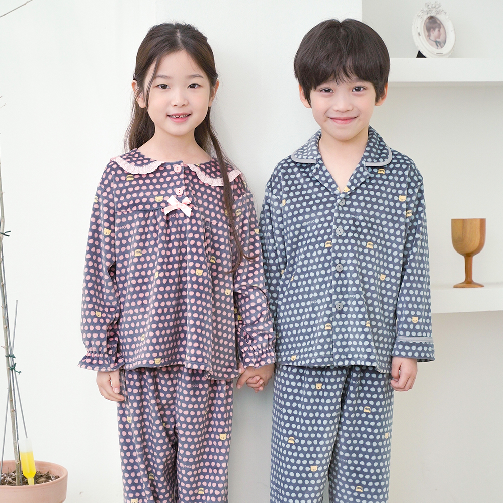 유아 수면 잠옷 아동 남아 여아 주니어 아기 겨울 밍크 파자마 조약돌 - 상품 이미지