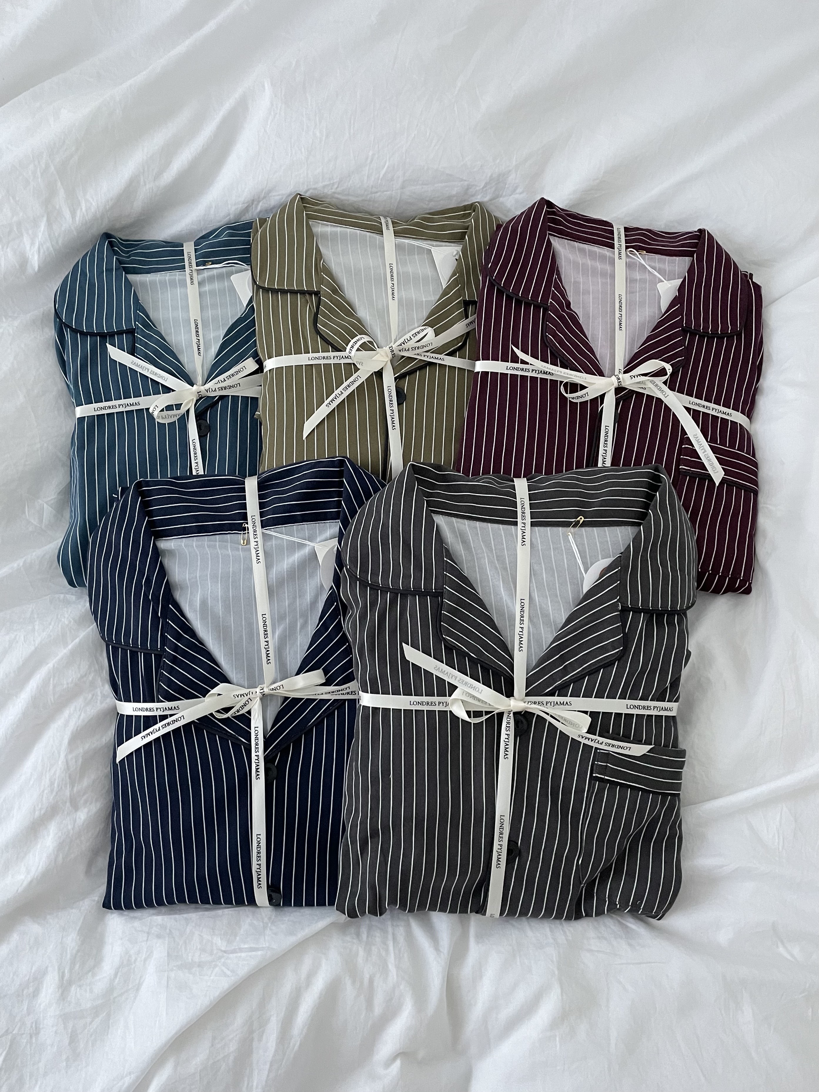 (5colour) 촉감 좋은 피치기모 스트라이프 잠옷 커플 파자마 홈웨어 상세 이미지 3