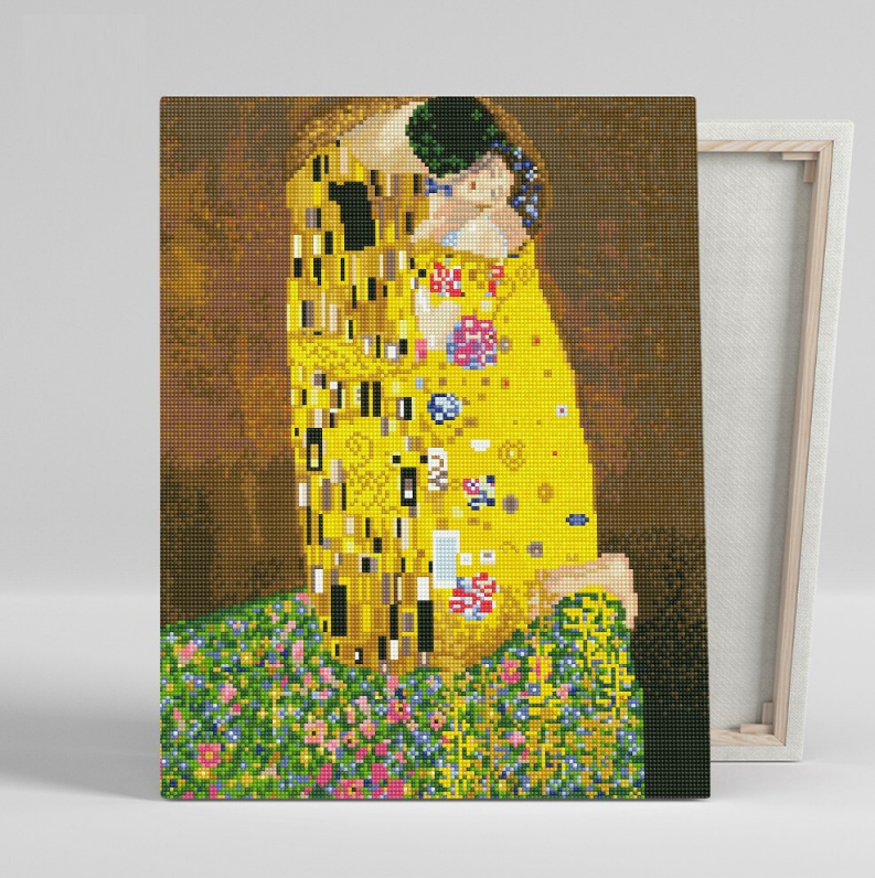 보석 비즈 큐빅 십자수 캔버스형 DIY 명화 세트 / 클림트 키스 40x50cm - 상품 이미지