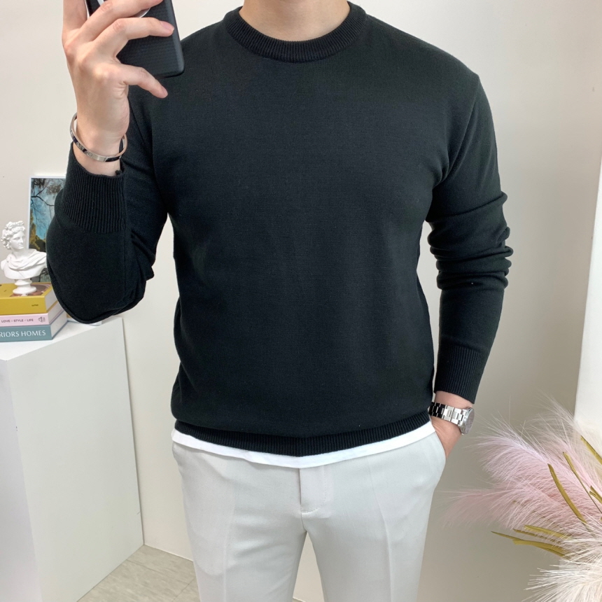 남자캐시미어니트 남성 라운드니트 부드러운 가을 겨울 - 상세 이미지 5