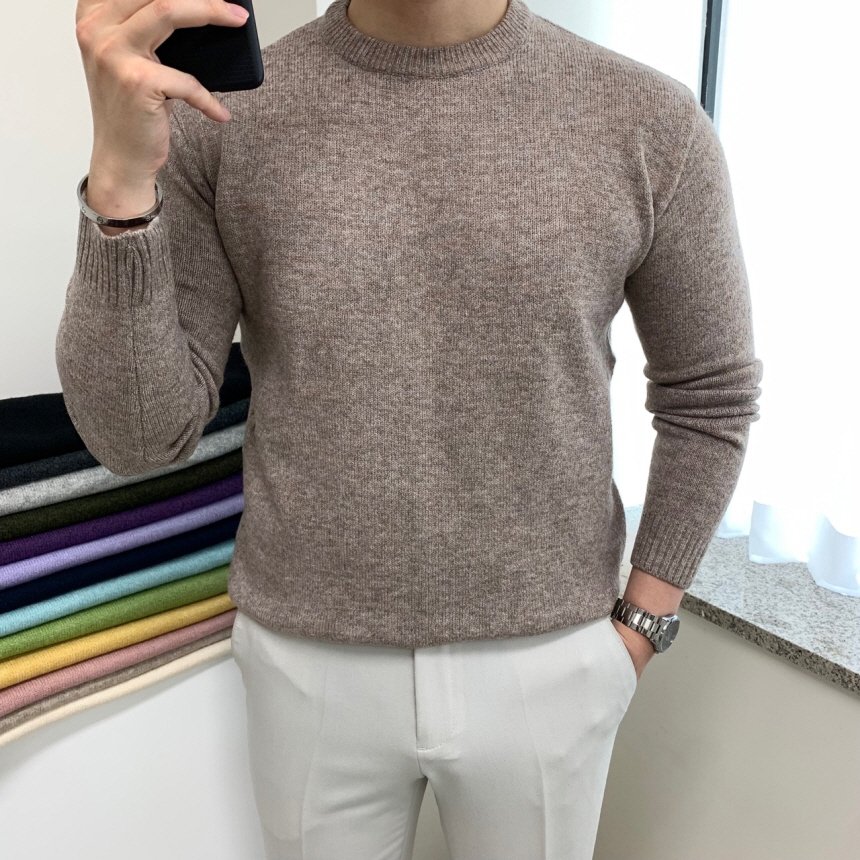남자 니트 울 캐시미어 보카시 스판 도톰 스웨터 빅 사이즈 - 상품 이미지