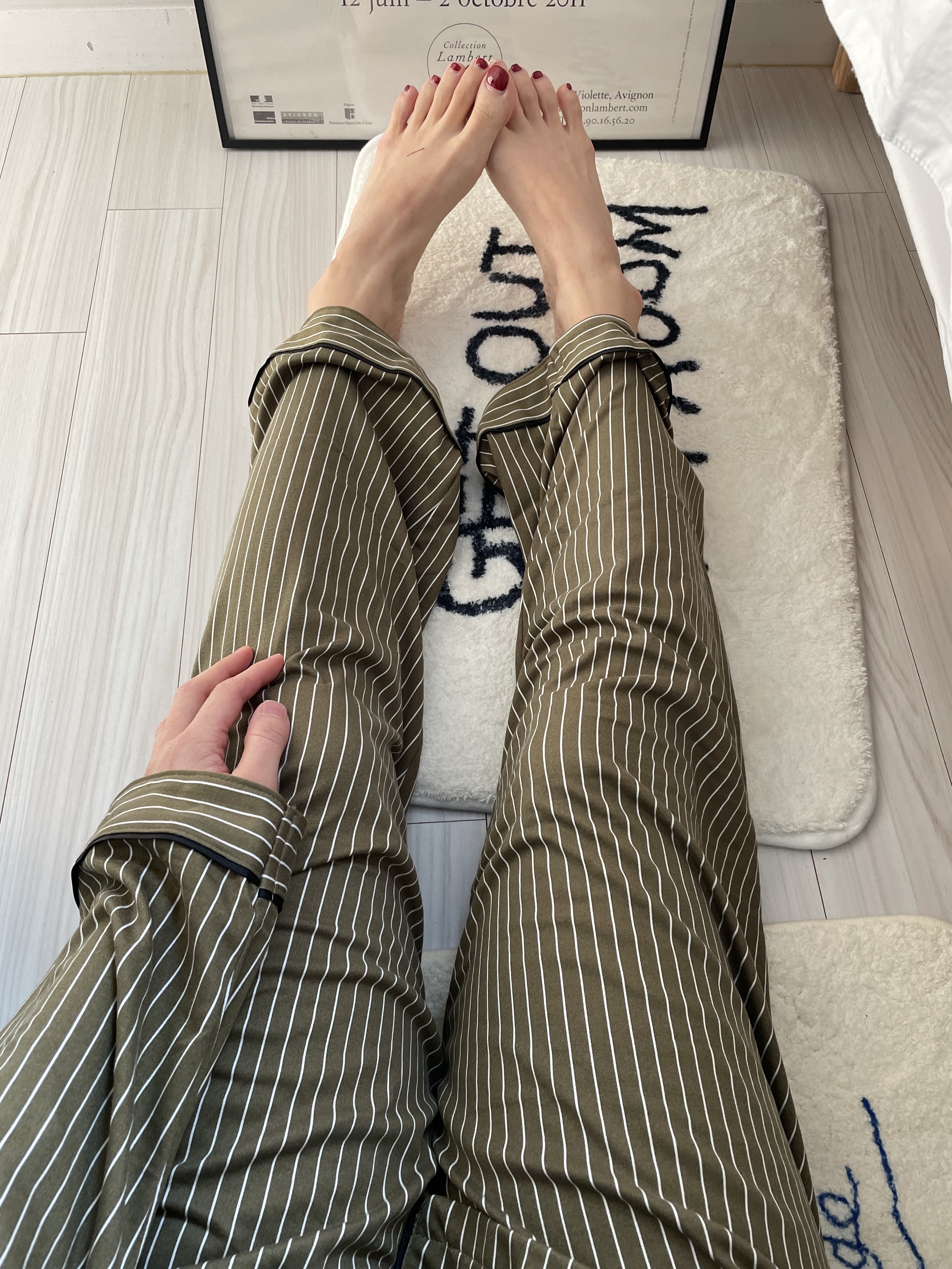 (5colour) 촉감 좋은 피치기모 스트라이프 잠옷 커플 파자마 홈웨어 상세 이미지 23
