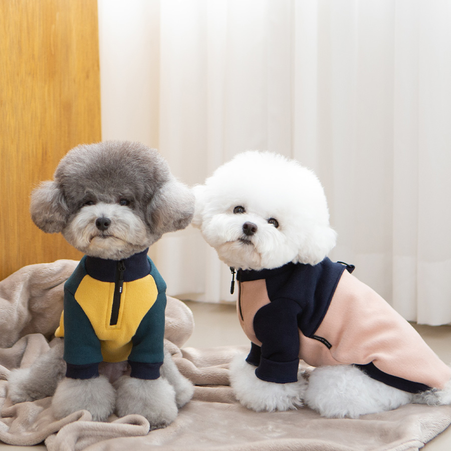 강아지겨울옷 강아지티셔츠 하프집업아노락 - 상품 이미지