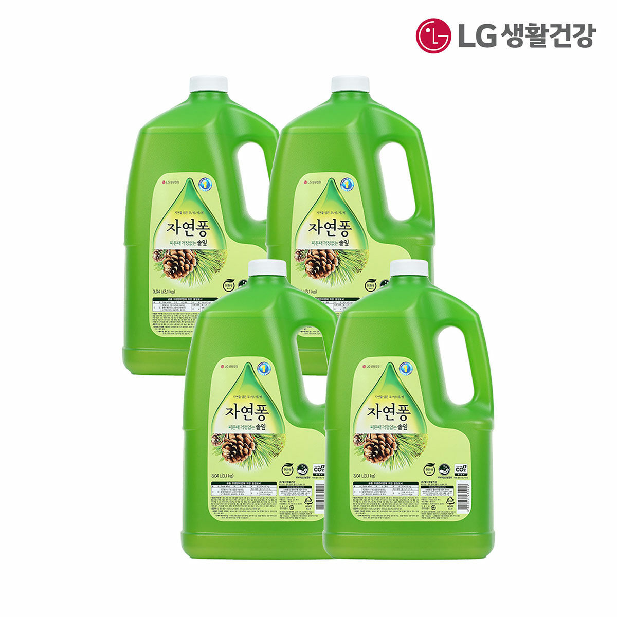 LG생활건강 자연퐁 주방세제 솔잎 3.1kg4개 - 메인 이미지