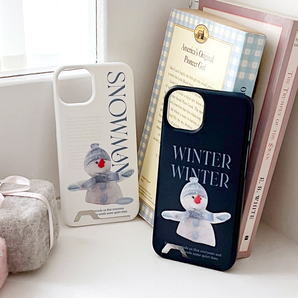 snowman 아이폰 15 카드수납 하드 갤럭시 케이스 화이트 스노우맨 - 상품 이미지