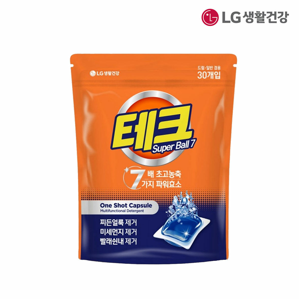 LG생활건강 테크 수퍼볼 캡슐세제 1챔버 리필 30입1개 - 메인 이미지