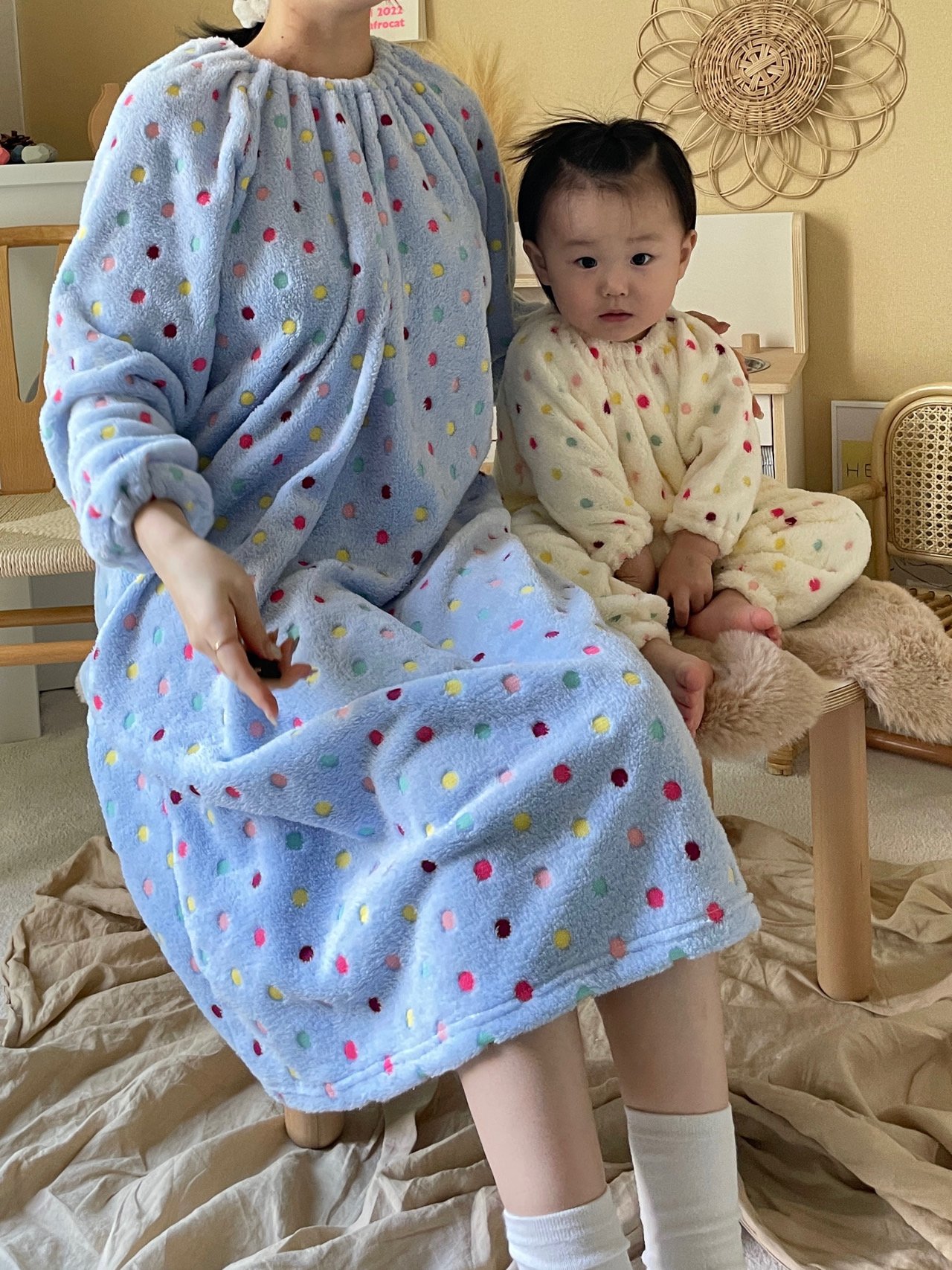 아기랑커플룩 국산 극세사 잠옷 아기 파자마 영아 실내복 수면바지 - 상세 이미지 5