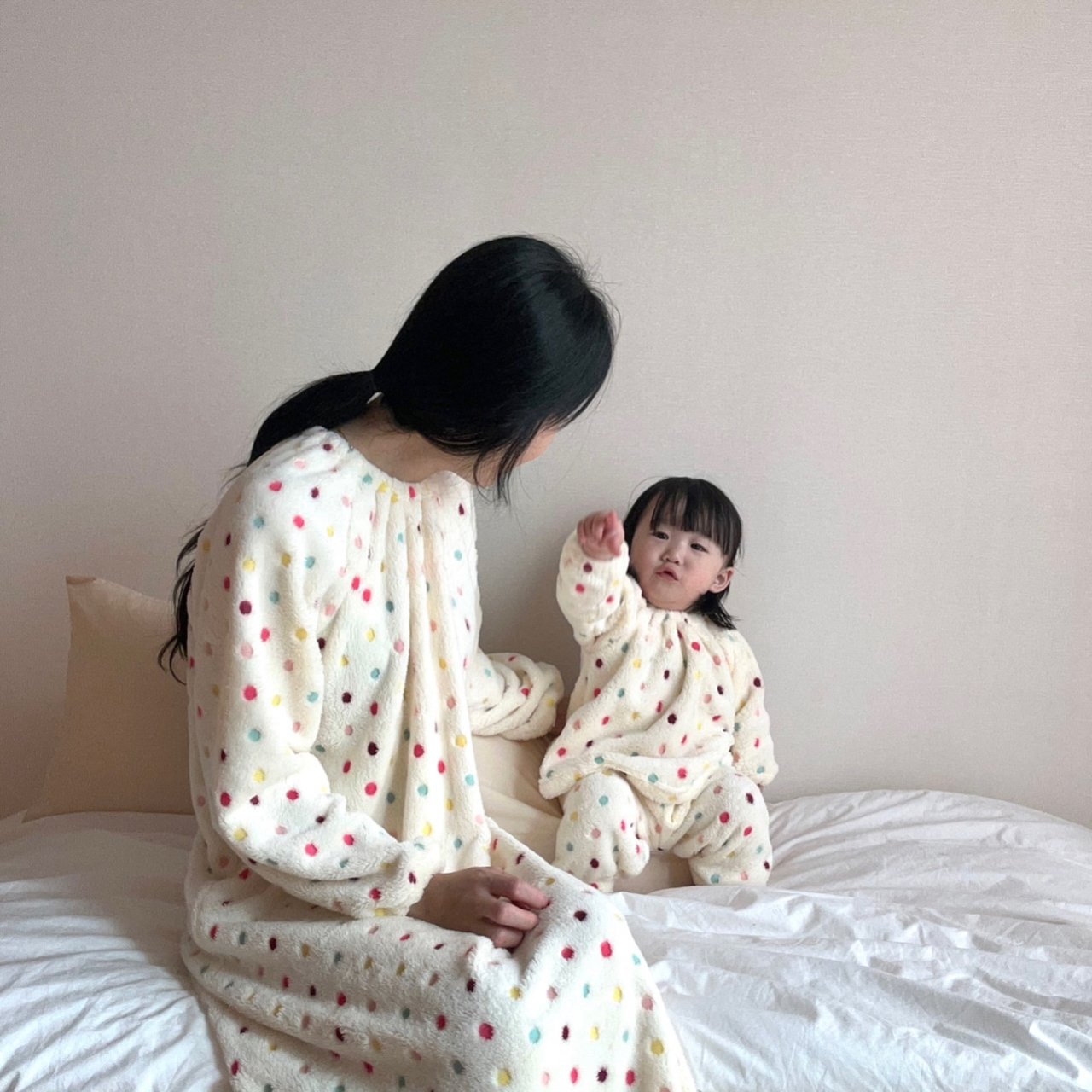아기랑커플룩 국산 극세사 잠옷 아기 파자마 영아 실내복 수면바지 이미지 7