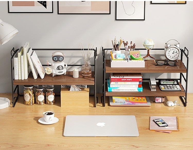 선반 모듈랙 다용도 철제 나무 선반랙 미니 책 수납함 2단