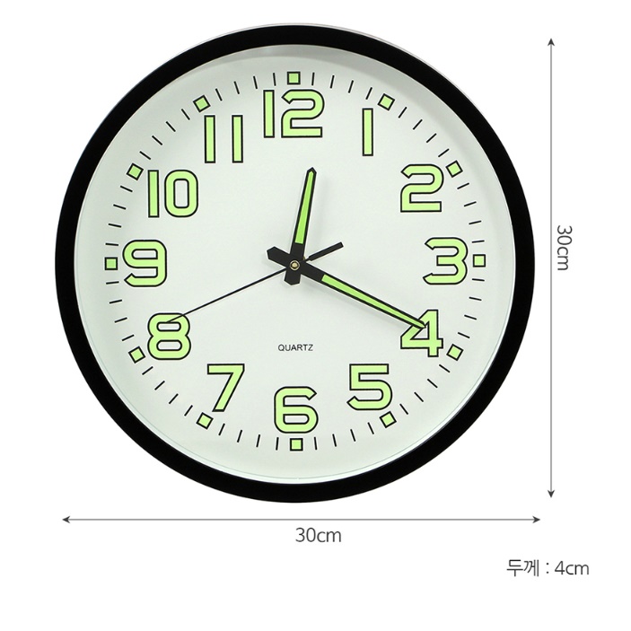 야광 원형 아날로그 벽시계 큰 무선 건전지 벽걸이 시계 명품 무소음 무브먼트 아기방시계 - 상세 이미지 2