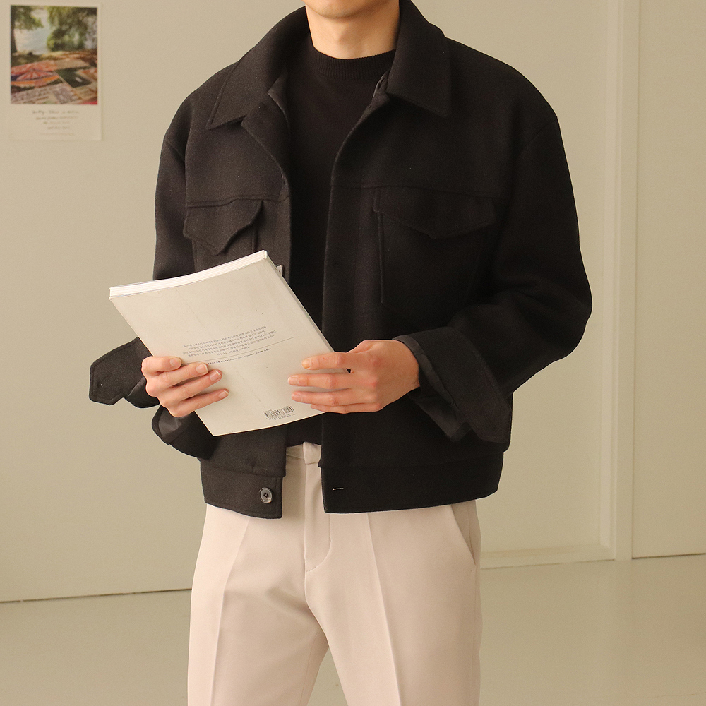 남자겨울자켓 남자 누빔 트러커 모직 자켓 - 상세 이미지 2