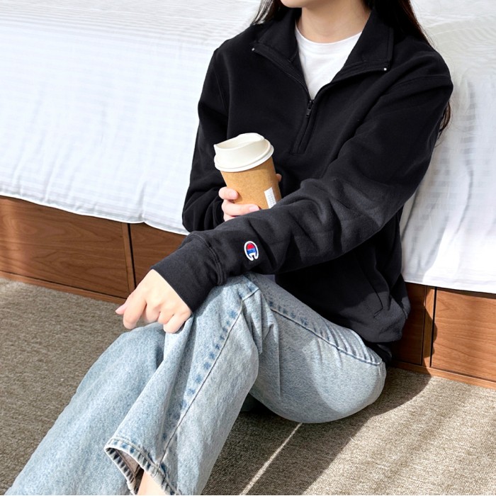 챔피온 남성 여성 반집업 맨투맨 티셔츠