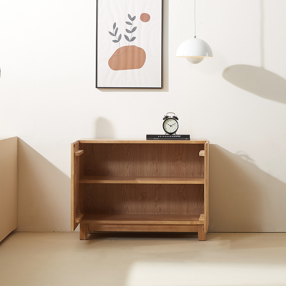 모노 고무나무 원목 다용도 거실 미니 수납장 800