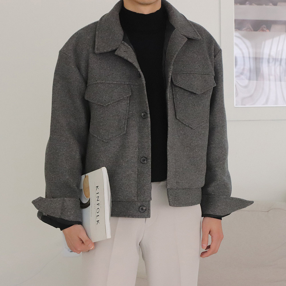 남자겨울자켓 남자 누빔 트러커 모직 자켓 - 상세 이미지 3
