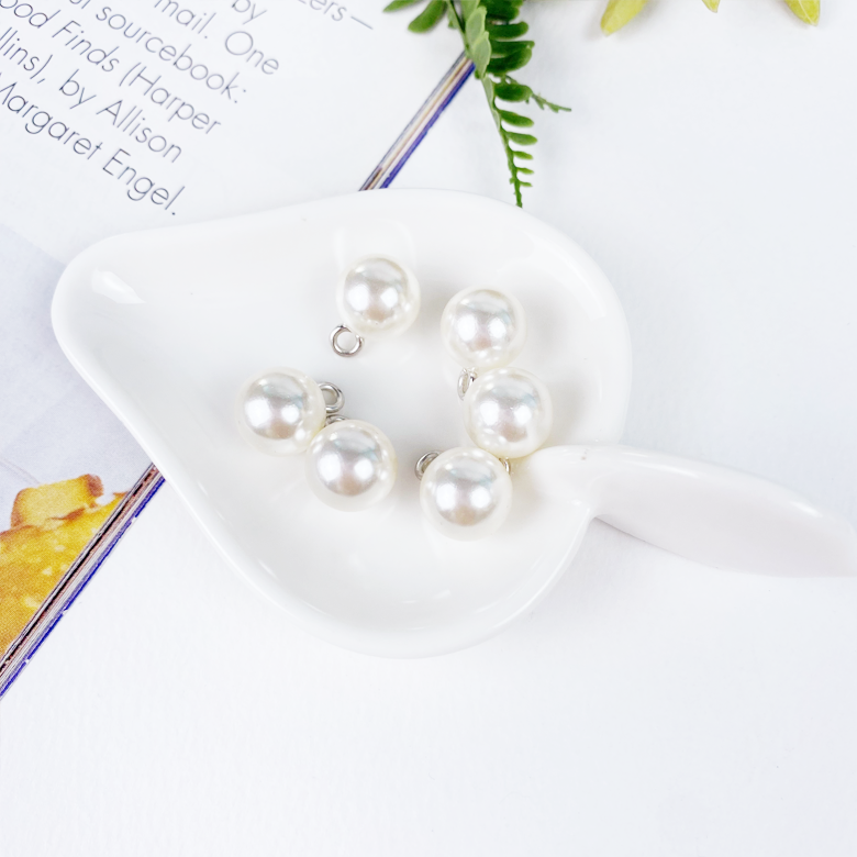 NEW) 8mm~14mm 미색 실버고리 진주구슬 진주단추 (10개) - 상세 이미지 5