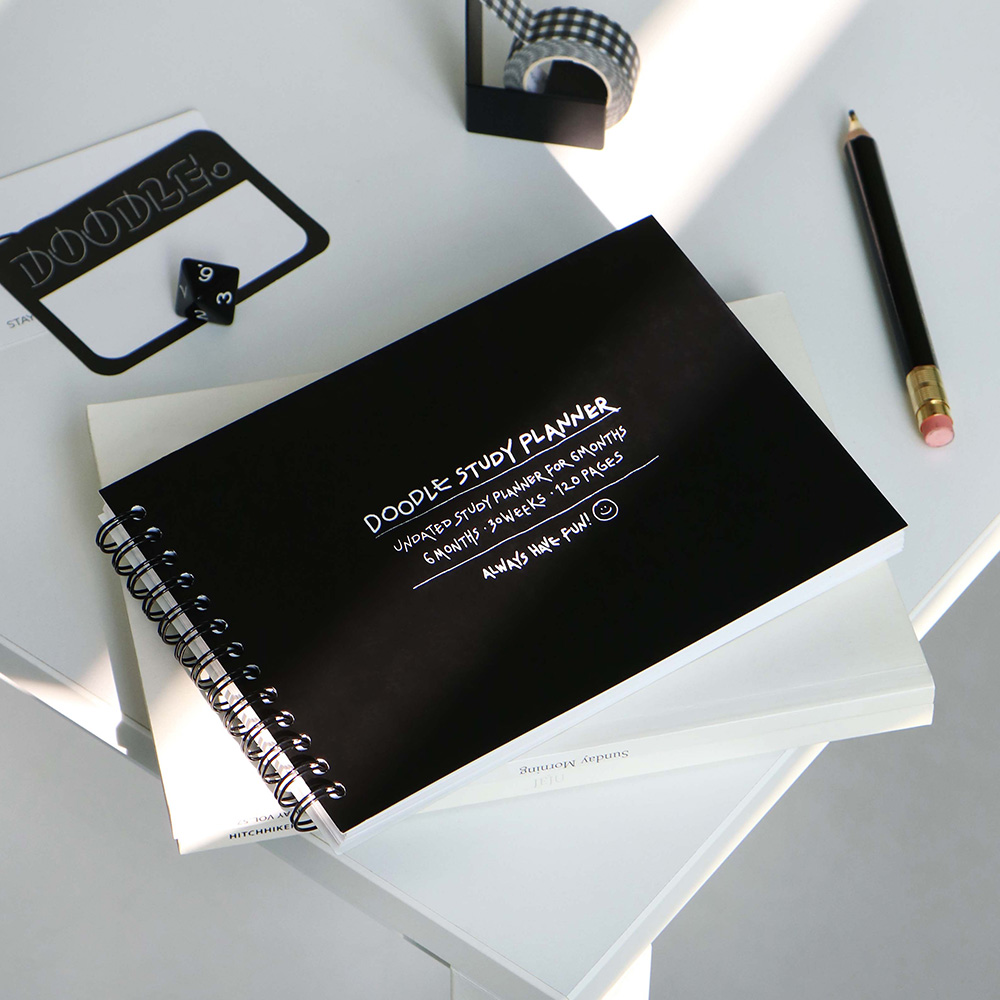 아이코닉 두들 스터디플래너(공부 학습 6개월 스케줄러 체크리스트 위클리 다이어리)White 이미지 3