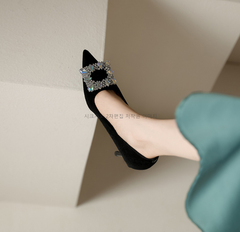 메리네 5,7,9cm 스틸레토 큐빅 스웨이드 펌프스 힐 1color 상세 이미지 12