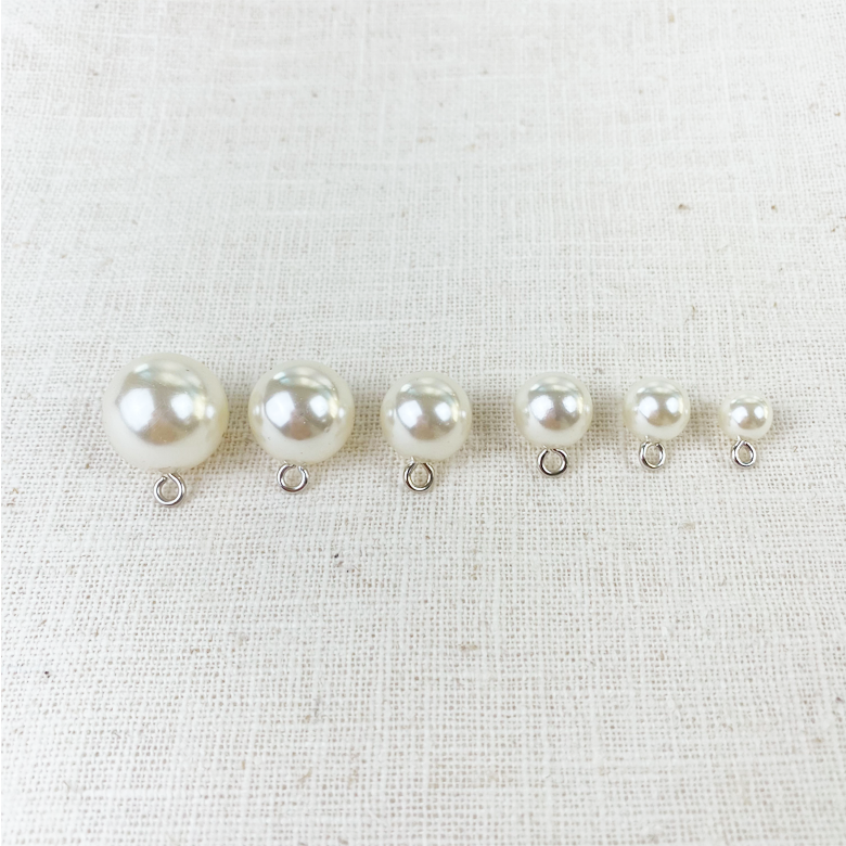 NEW) 8mm~14mm 미색 실버고리 진주구슬 진주단추 (10개) - 상세 이미지 2