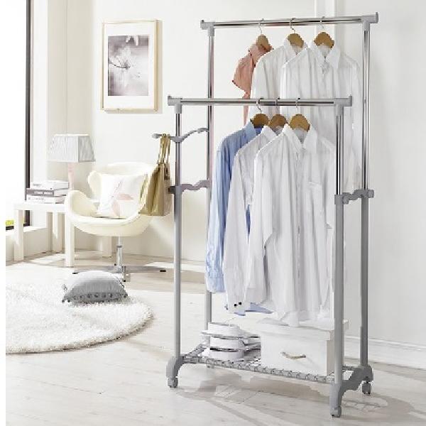 더블 이동식2단행거 이동 옷걸이 거치대 이동식행거 낮은