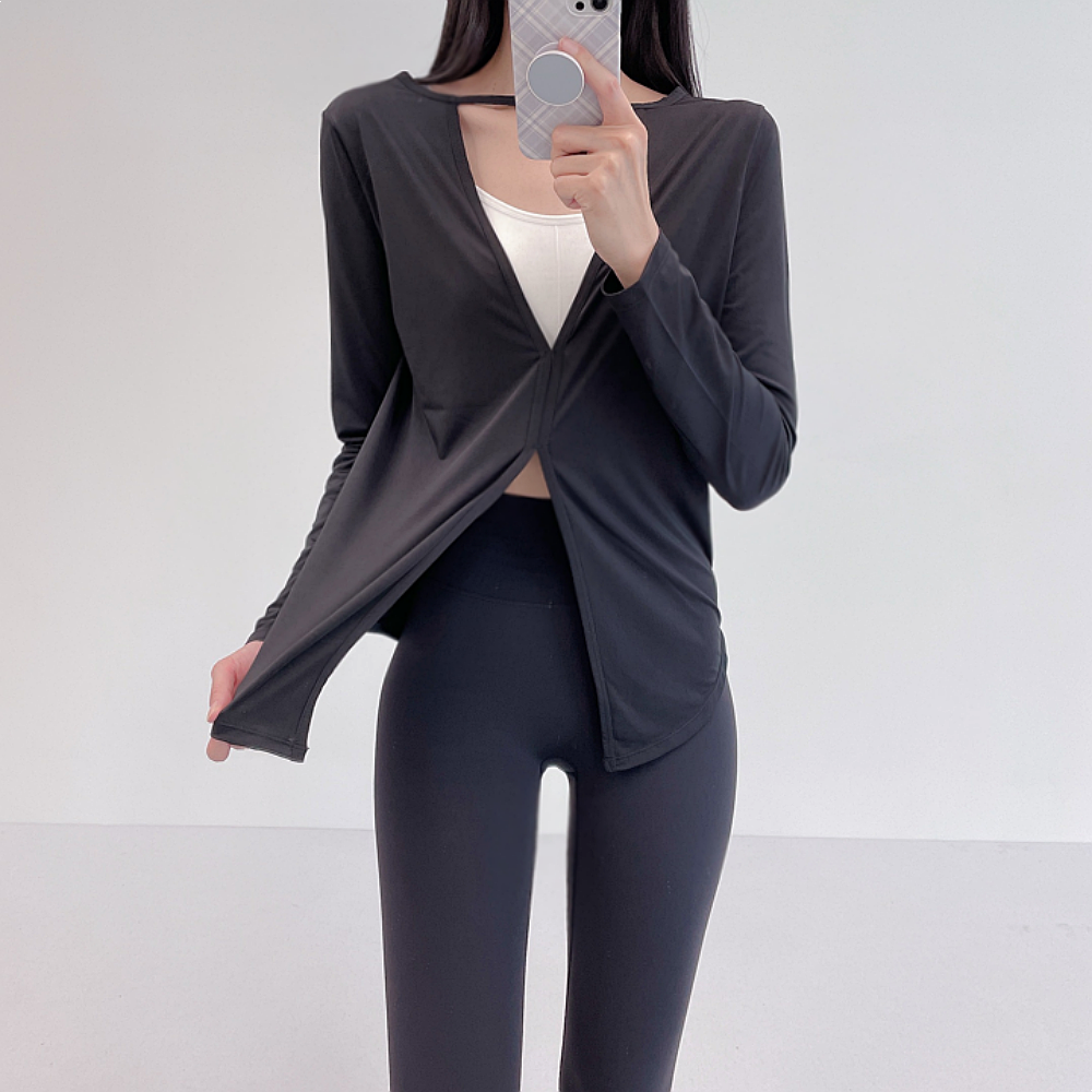 로라벨 온리 필라테스복 여성 요가복 필라테스 요가 상의 옷 긴팔 탑 티셔츠 운동복 커버업 - 메인 이미지