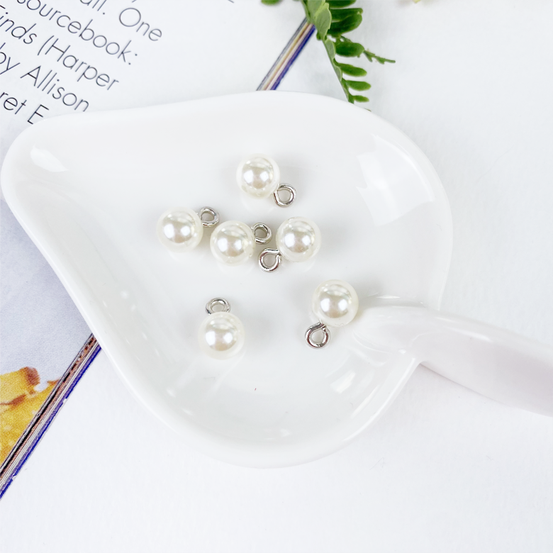 NEW) 8mm~14mm 미색 실버고리 진주구슬 진주단추 (10개) - 상세 이미지 3