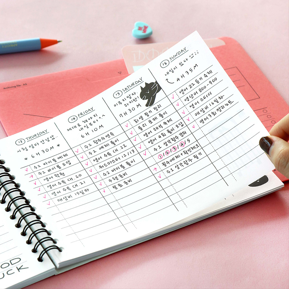 아이코닉 두들 스터디플래너(공부 학습 6개월 스케줄러 체크리스트 위클리 다이어리)White 이미지 2