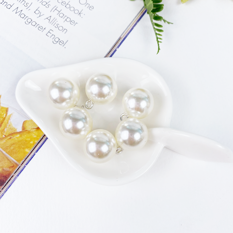 NEW) 8mm~14mm 미색 실버고리 진주구슬 진주단추 (10개) 이미지 7
