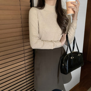 루즈핏 반목폴라 하프넥 캐시미어니트 반목 하이넥 목폴라 여자니트 폴라티 ... 착용 후기 | 사이즈/핏 총정리 - 상품 이미지 2
