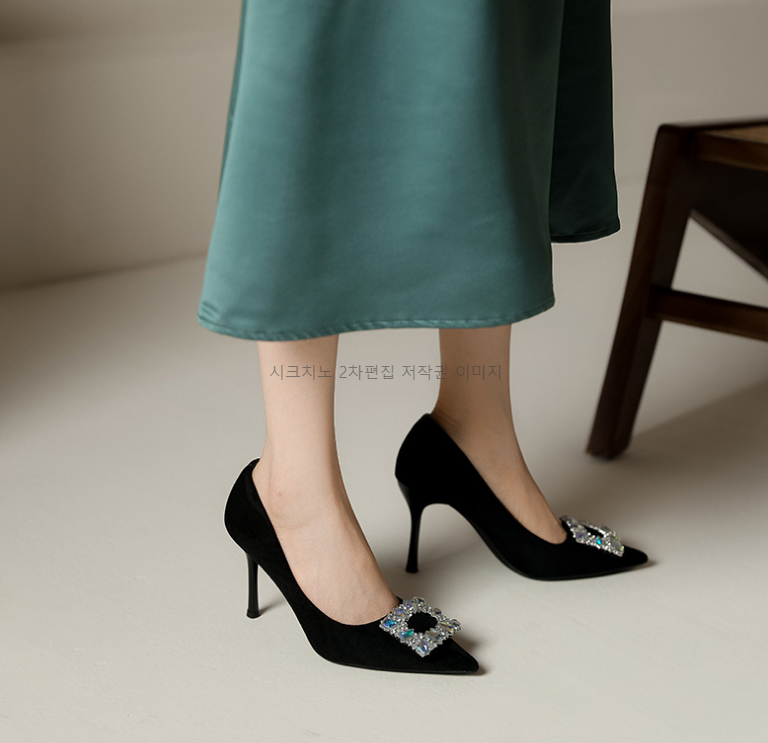 메리네 5,7,9cm 스틸레토 큐빅 스웨이드 펌프스 힐 1color 상세 이미지 11