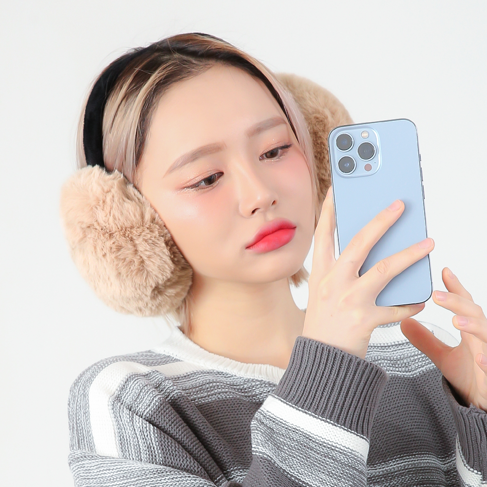 겨울 마카롱 밍크 퍼 귀도리 털 귀마개 접이식 이어머프 - 상세 이미지 5