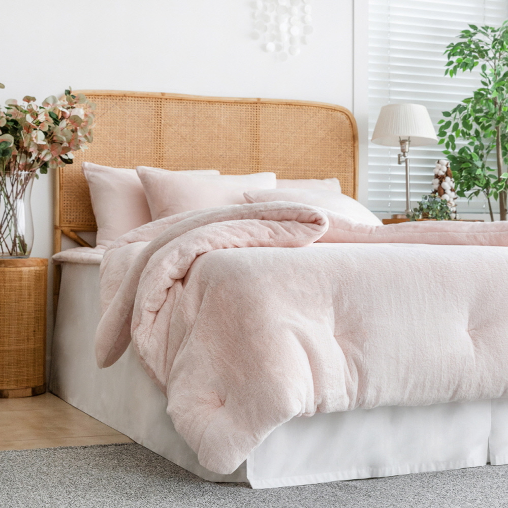 초극세사 따뜻한 겨울 차렵이불 스노우 연핑크 SS Q