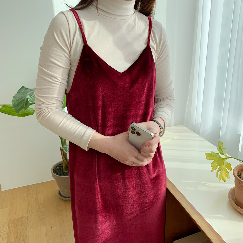 벨벳 원피스 겨울 레이어드 뷔스티에 롱원피스 파티룩 연말 블랙 레드