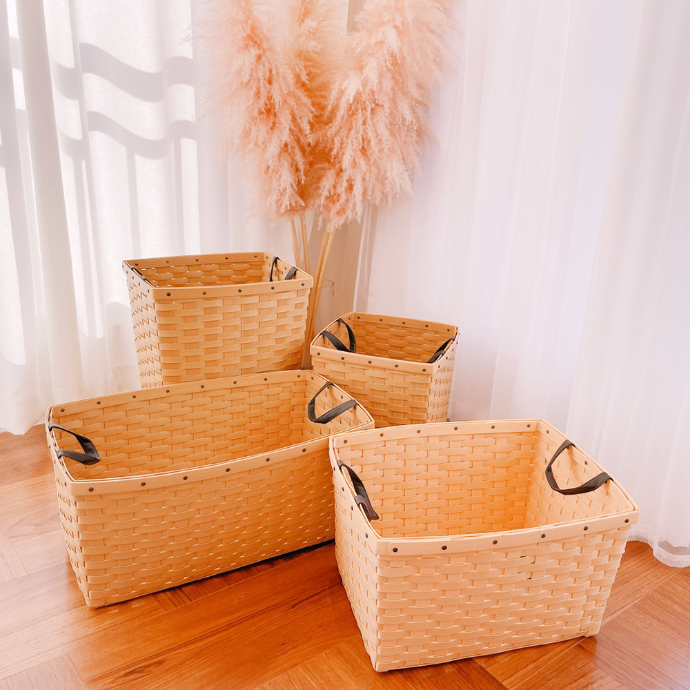 피보드 사각 라탄 바구니 바스켓 PP 라탄 정리 수납 플라스틱 바구니 샵메이트