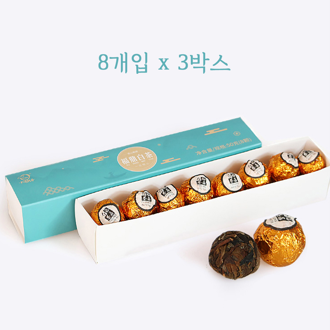 더큰솔 복정 백차 고수차 미니 소타차 백은호침 선물용 찻입 차옆 3박스 24개입 - 메인 이미지