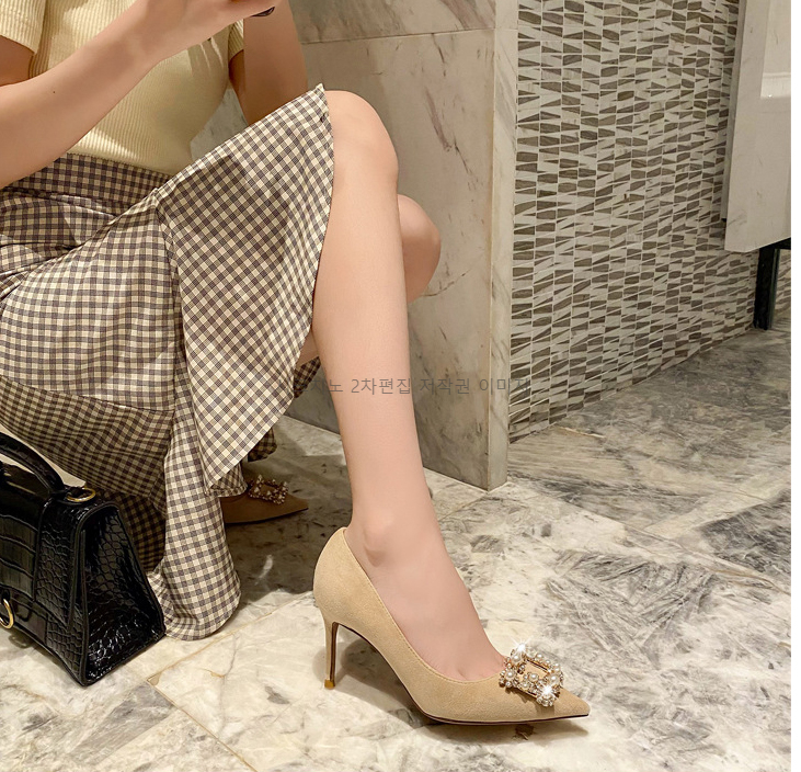 220-255 브리케 6,8,10cm 스웨이드 큐빅 스틸레토 하이힐 3color 상세 이미지 12