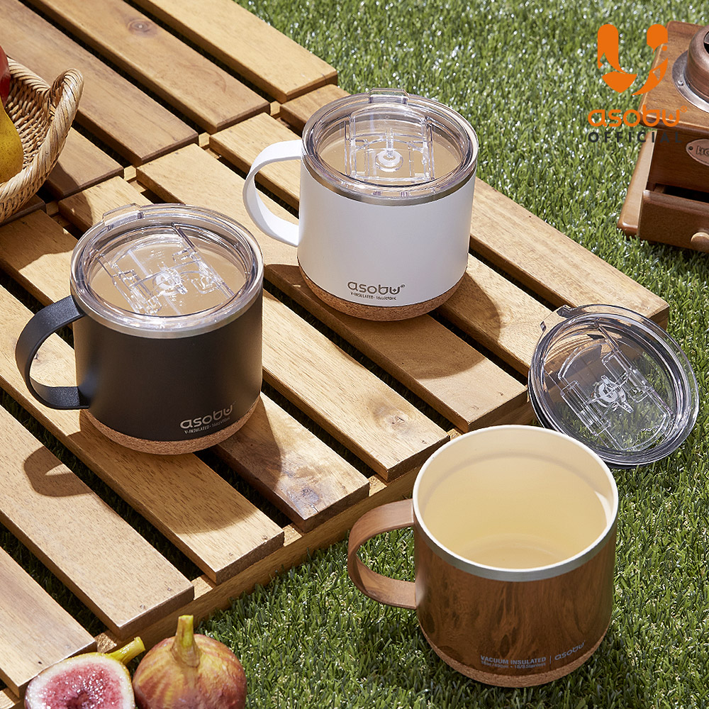 아소부 스테인레스 보온보냉 세라믹 인피니트 머그컵 490ml, 블랙 이미지 6