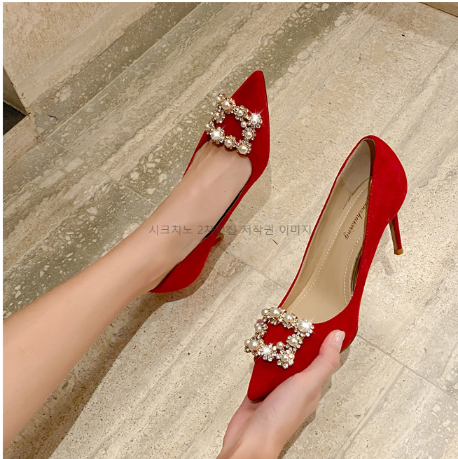 220-255 브리케 6,8,10cm 스웨이드 큐빅 스틸레토 하이힐 3color 상세 이미지 22