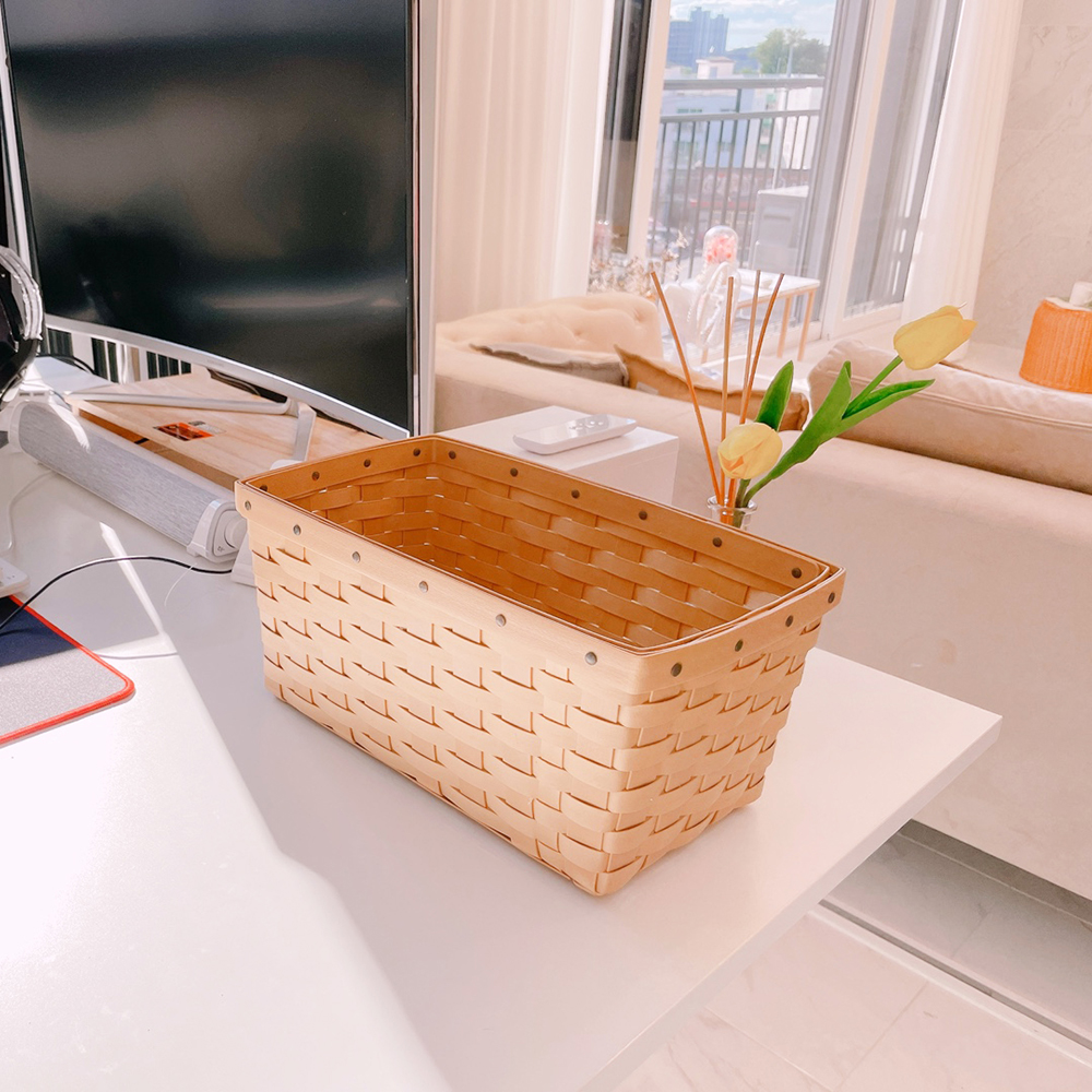 피보드 사각 라탄 바구니 바스켓 PP 라탄 정리 수납 플라스틱 바구니 샵메이트
