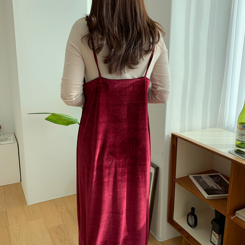 벨벳 원피스 겨울 레이어드 뷔스티에 롱원피스 파티룩 연말 블랙 레드