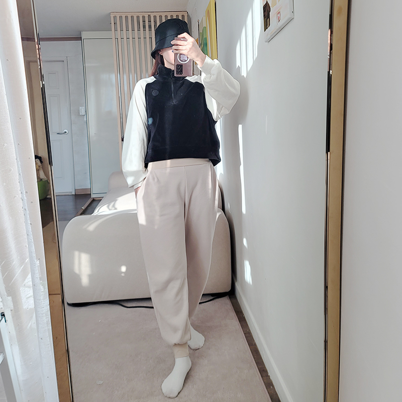 더수 맘 피치기모 겨울 애슬레저룩 조거팬츠 요가바지 실내복 운동복 - 상세 이미지 2