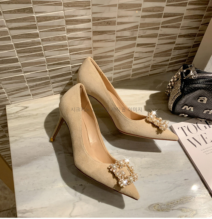 220-255 브리케 6,8,10cm 스웨이드 큐빅 스틸레토 하이힐 3color 상세 이미지 16