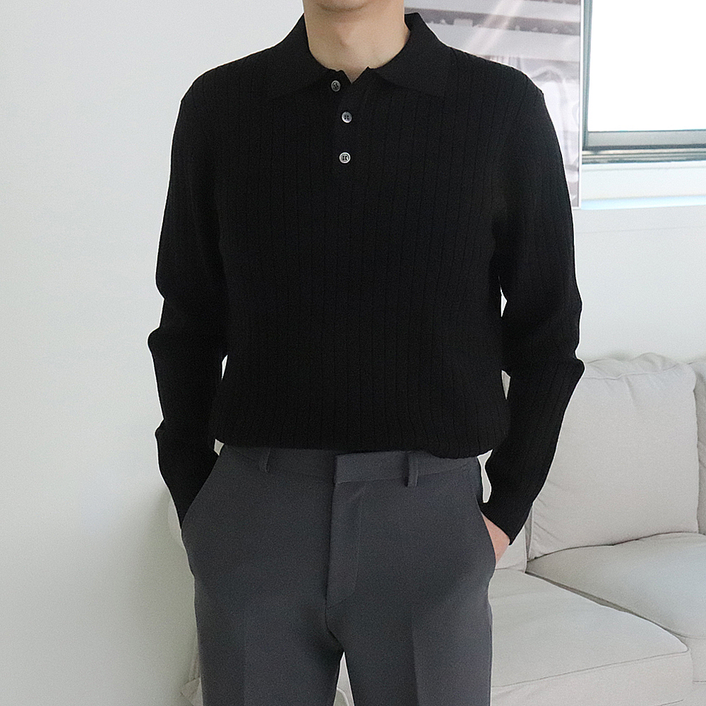 남자니트 헨리넥 카라 골지 남자캐시미어니트 이미지 4