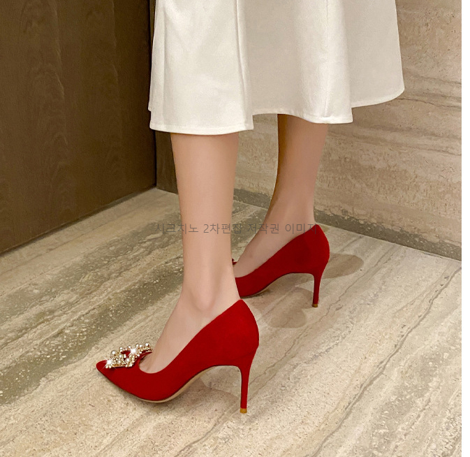 220-255 브리케 6,8,10cm 스웨이드 큐빅 스틸레토 하이힐 3color 상세 이미지 19