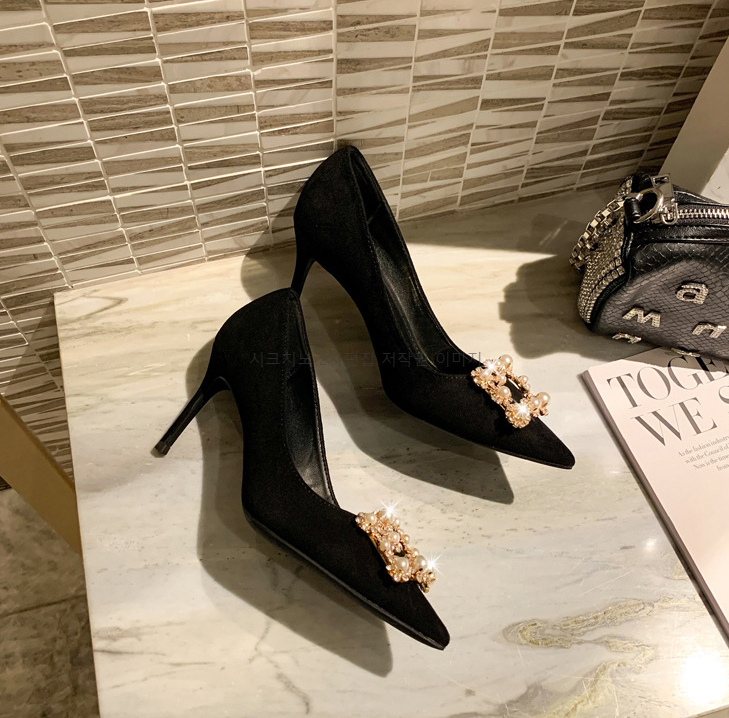 220-255 브리케 6,8,10cm 스웨이드 큐빅 스틸레토 하이힐 3color 상세 이미지 8