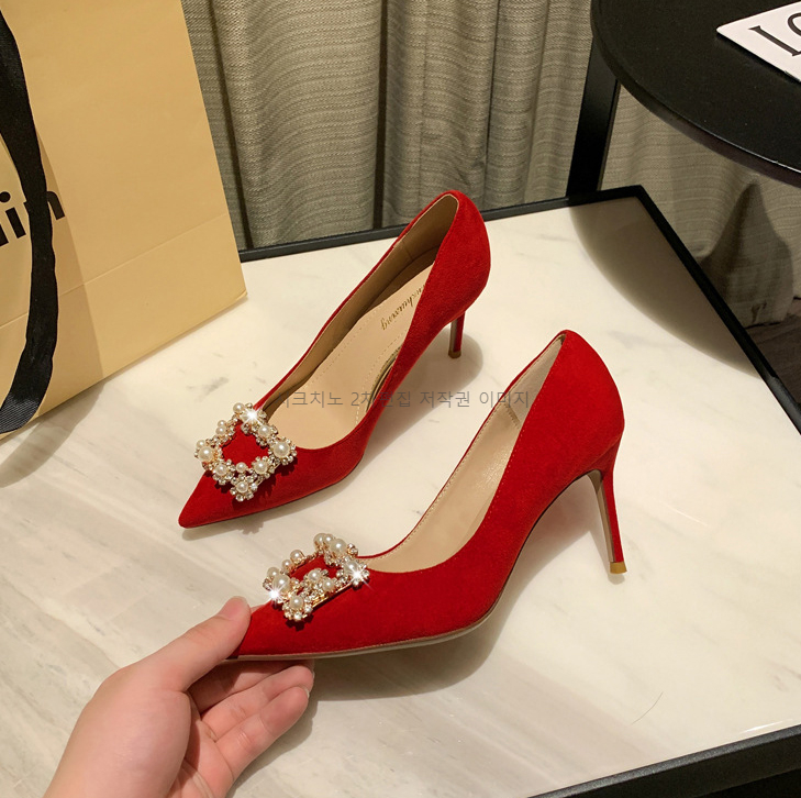 220-255 브리케 6,8,10cm 스웨이드 큐빅 스틸레토 하이힐 3color 상세 이미지 25