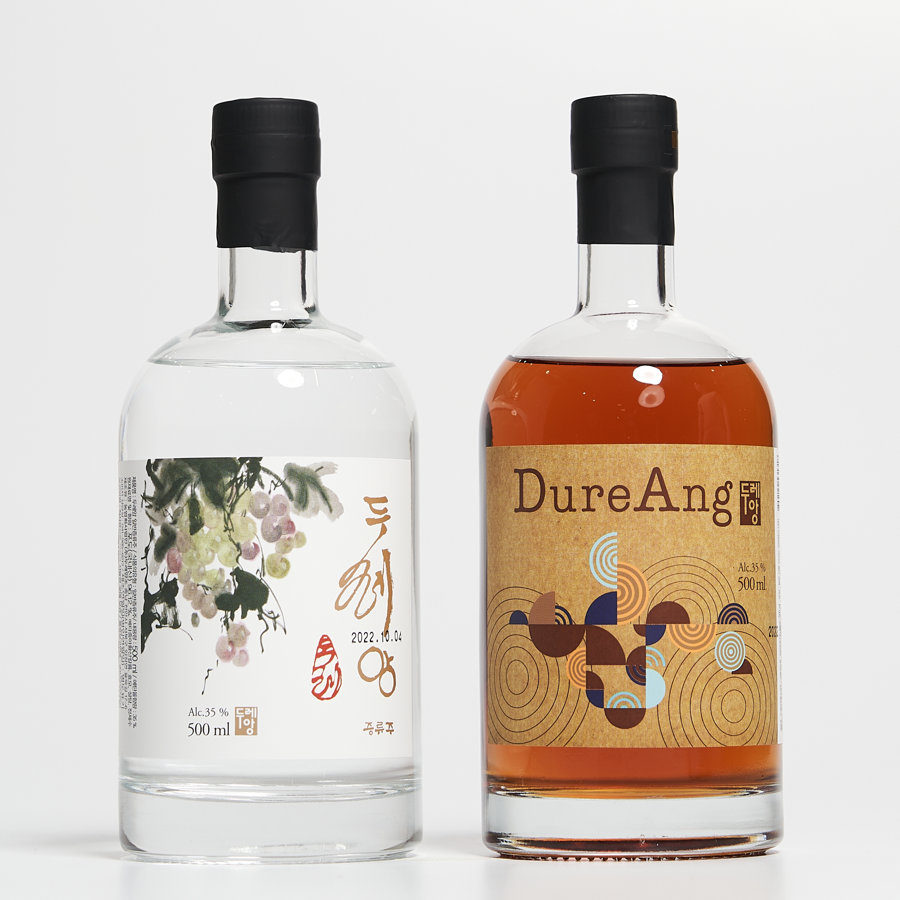 두레앙 묶음세트 35도 500ml (증류주+브랜디) 오크 거봉포도 소주 증류주