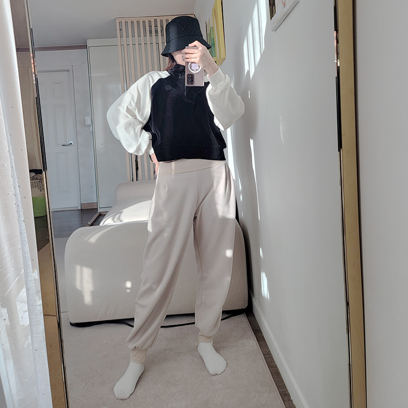 더수 맘 피치기모 겨울 애슬레저룩 조거팬츠 요가바지 실내복 운동복 - 상세 이미지 3